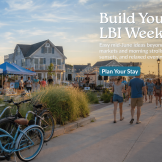 Mid June LBI week with vacationers enjoying a market, bikes, music, and evening strolls beyond the beach.