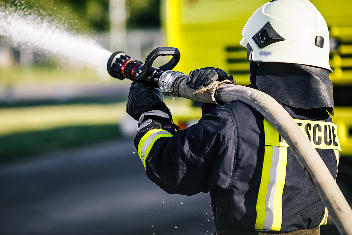 fireman drills, water spill combustion zone