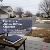 January residential neighborhood in Stafford Township and Barnegat illustrating a homeowner annual review checklist