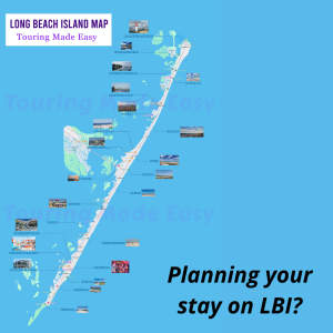 Map of Long Beach Island showing rental areas and beaches