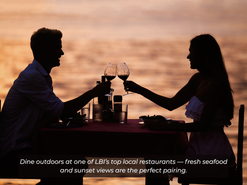 Al fresco dining in June on Long Beach Island – local seafood and summer sunsets