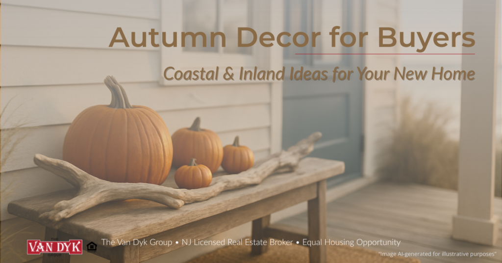 Neutral autumn decor vignette with pumpkins, natural textures, and warm light—buyer-friendly coastal and inland design inspiration.