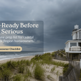 Impending storm over a Long Beach Island coastal home for a June storm prep list for LBI Region homeowners