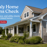 South Jersey home with outdoor air-conditioning unit during a mid-July home systems check